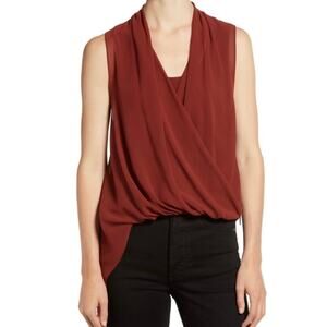 AllSaints Abi Draped Sleeveless Top in Rust Orange